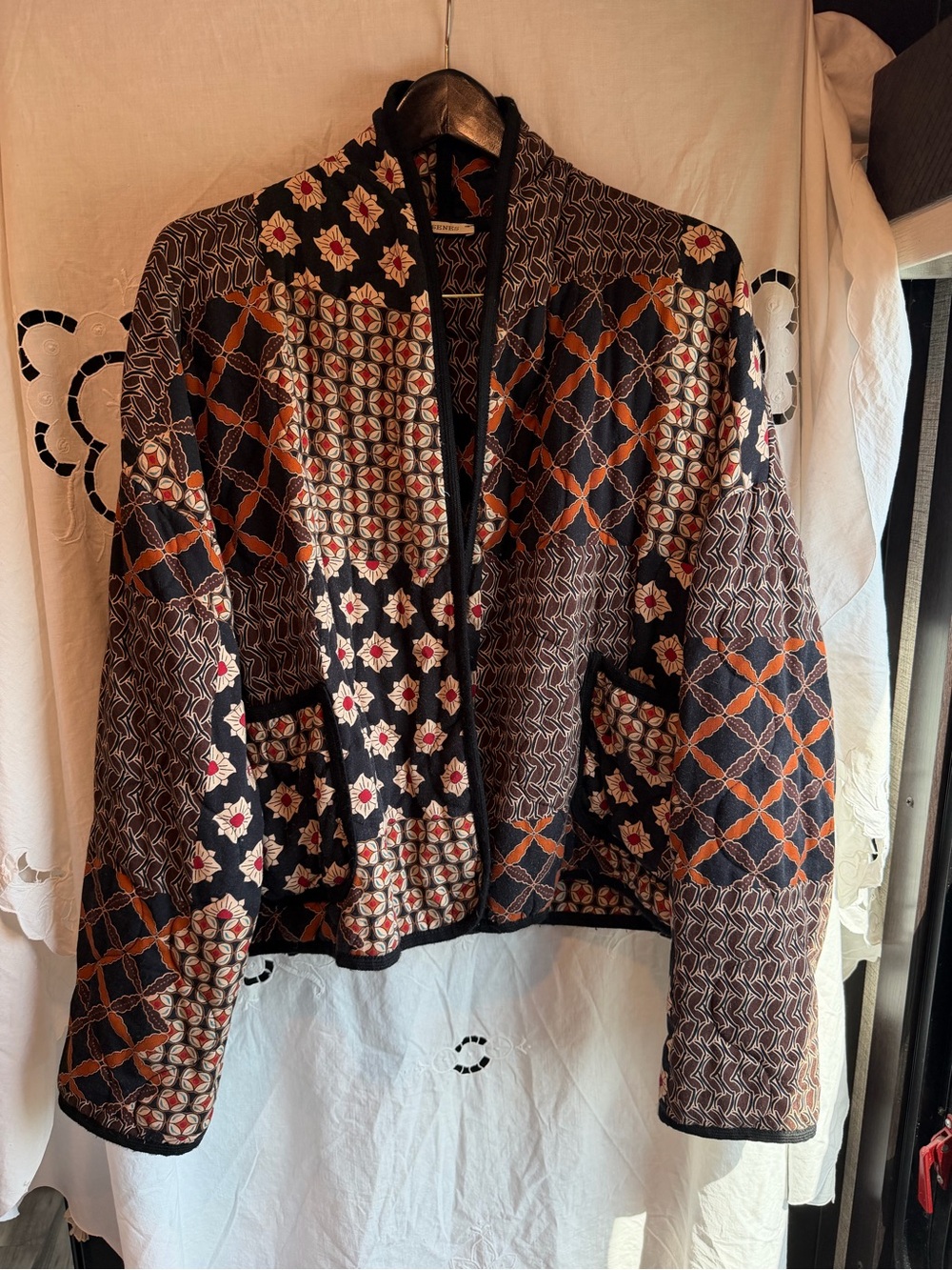 SENES Made in Italy 100% Viscose Art Jacket Boho Patchwork One Size cottagecore